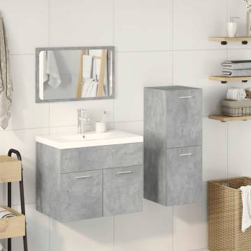 4 Piece Bathroom Furniture Set - Concrete Grey - Hipomarket