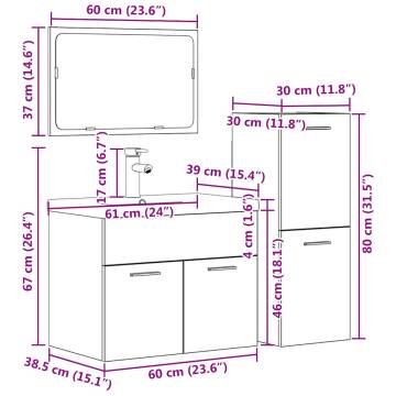 4 Piece Bathroom Furniture Set - Concrete Grey - Hipomarket