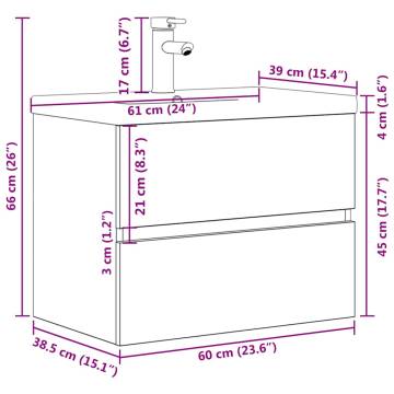 2 Piece Bathroom Furniture Set - Concrete Grey Wood