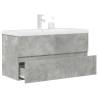  2 Piece Bathroom Furniture Set Concrete Grey Engineered Wood Colour concrete grey Size 90 x 38.5 x 45 cm Model with faucet Number of 1 