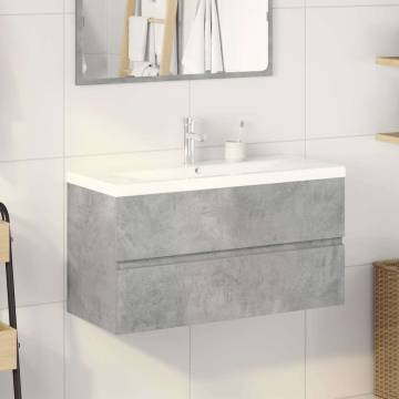 2 Piece Bathroom Furniture Set - Concrete Grey Wood | HipoMarket