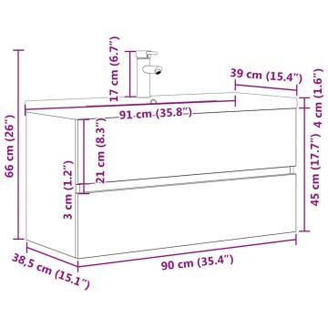 2 Piece Bathroom Furniture Set - Concrete Grey Wood | HipoMarket