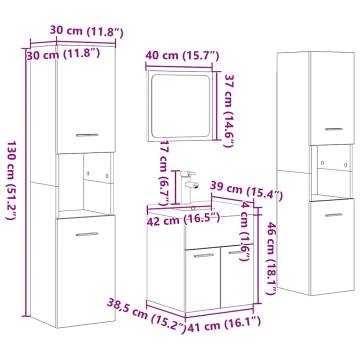 5 Piece Bathroom Furniture Set - Sonoma Oak Wood | HipoMarket