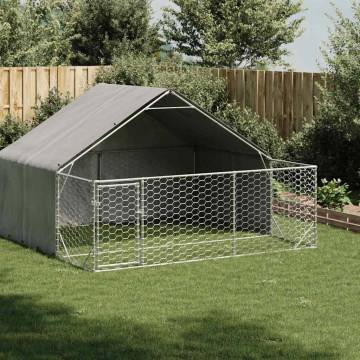 Outdoor Dog Kennel with Run - Galvanised Steel 3x3x1.9m