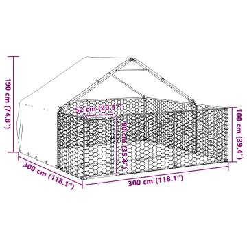 Outdoor Dog Kennel with Run - Galvanised Steel 3x3x1.9m