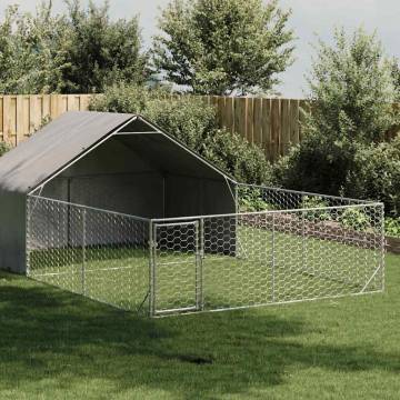 Outdoor Dog Kennel with Run 6x3x1.9m - Galvanized Steel | HipoMarket