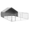 Outdoor Dog Kennel with Run 6x3x1.9m - Galvanized Steel | HipoMarket