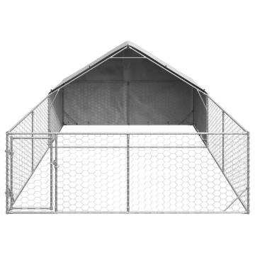 Outdoor Dog Kennel with Run 6x3x1.9m - Galvanized Steel | HipoMarket