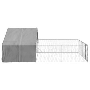 Outdoor Dog Kennel with Run 6x3x1.9m - Galvanized Steel | HipoMarket