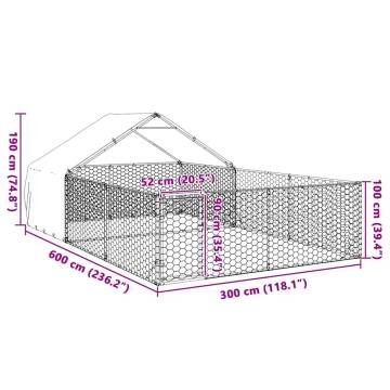 Outdoor Dog Kennel with Run 6x3x1.9m - Galvanized Steel | HipoMarket