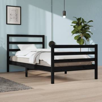 Black Solid Wood Pine Bed Frame 100x200 cm | HipoMarket