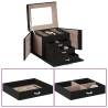  Jewellery Box 4-Layer with Mirror Lockable Black 22.5x17.5x16.5 cm Colour black Size 4-layer 