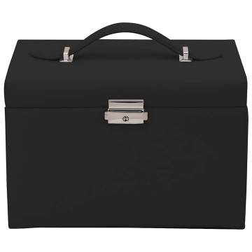 Elegant Lockable 4-Layer Jewellery Box with Mirror - Black