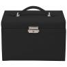 Elegant Lockable 4-Layer Jewellery Box with Mirror - Black