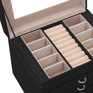 Elegant Lockable 4-Layer Jewellery Box with Mirror - Black