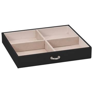 Elegant Lockable 4-Layer Jewellery Box with Mirror - Black