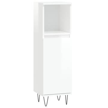 3 Piece High Gloss White Bathroom Cabinet Set | Hipo Market