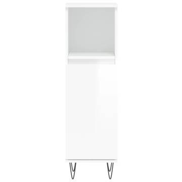 3 Piece High Gloss White Bathroom Cabinet Set | Hipo Market