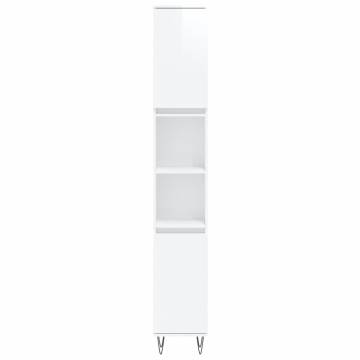 3 Piece High Gloss White Bathroom Cabinet Set | Hipo Market