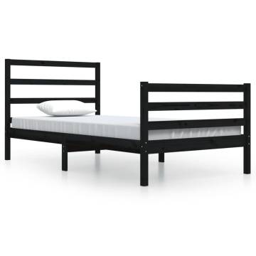 Black Solid Wood Pine Bed Frame 100x200 cm | HipoMarket