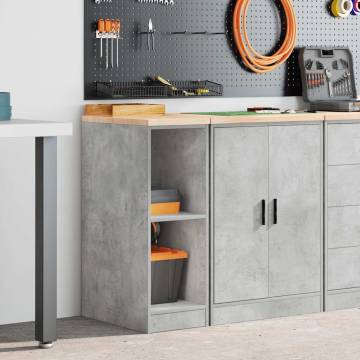 Garage Storage Cabinet Concrete Grey - 30x51x85 cm Solid Pine