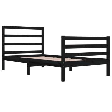 Black Solid Wood Pine Bed Frame 100x200 cm | HipoMarket