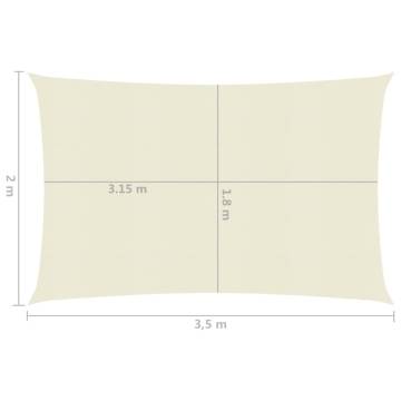 Sunshade Sail 160g/m² Cream 2x3.5m - UV Resistant Protection