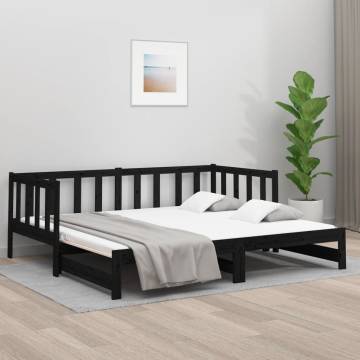 Pull-out Day Bed Black - Versatile Solid Wood Pine Design