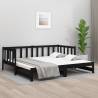 Pull-out Day Bed Black 2x(80x200) cm Solid Wood Pine Colour black 