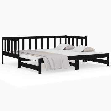 Pull-out Day Bed Black - Versatile Solid Wood Pine Design