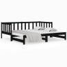 Pull-out Day Bed Black - Versatile Solid Wood Pine Design