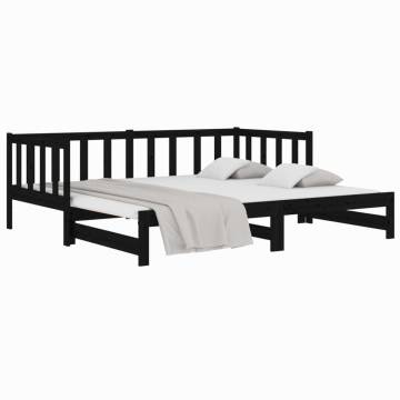 Pull-out Day Bed Black - Versatile Solid Wood Pine Design