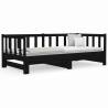 Pull-out Day Bed Black - Versatile Solid Wood Pine Design