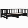 Pull-out Day Bed Black - Versatile Solid Wood Pine Design