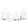 Adirondack Garden Chairs Set with Footstool & Table - HDPE White