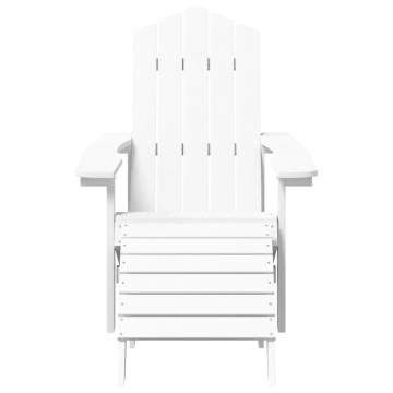 Adirondack Garden Chairs Set with Footstool & Table - HDPE White