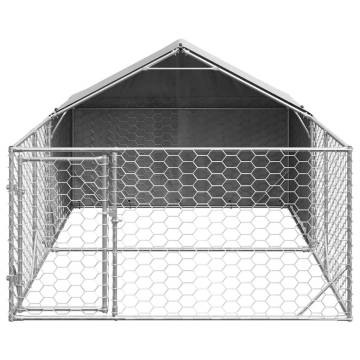 Outdoor Dog Kennel with Run - Galvanised Steel 4x2x1.5m