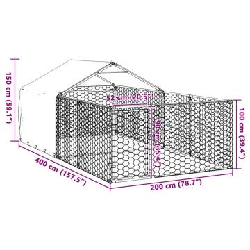 Outdoor Dog Kennel with Run - Galvanised Steel 4x2x1.5m