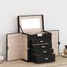 Lockable 5-Layer Jewellery Box with Mirror - Black Elegance