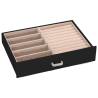 Lockable 5-Layer Jewellery Box with Mirror - Black Elegance