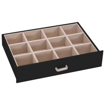 Lockable 5-Layer Jewellery Box with Mirror - Black Elegance