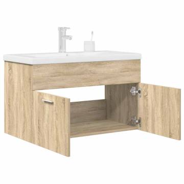 Stylish Bathroom Sink Cabinet with Basin & Faucet - Sonoma Oak