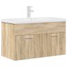 Stylish Bathroom Sink Cabinet with Basin & Faucet - Sonoma Oak