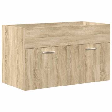 Stylish Bathroom Sink Cabinet with Basin & Faucet - Sonoma Oak