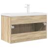 Stylish Bathroom Sink Cabinet with Basin & Faucet - Sonoma Oak