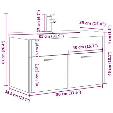 Stylish Bathroom Sink Cabinet with Basin & Faucet - Sonoma Oak