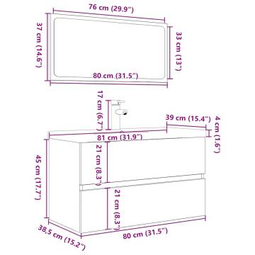 3 Piece Bathroom Furniture Set - Sonoma Oak - Stylish & Durable