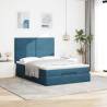 Ottoman Bed with Mattresses - Dark Blue Velvet 140x190cm