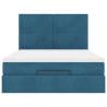 Ottoman Bed with Mattresses - Dark Blue Velvet 140x190cm