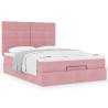  Ottoman Bed with Mattresses Pink 140x190cm Velvet Colour pink Size 140 x 190 cm Model block with squares 